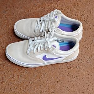 Nike Cream and Purple Sneakers